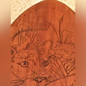 Vintage Wall Wooden Plaque Etched Scene Hand Made 1994 Artist Signed Chris Hiter
